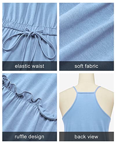 Image of Newshows Women's Summer Casual Dress Cute A Line Ruffle Hem Flattering Fit Beach Vacation Sundress
