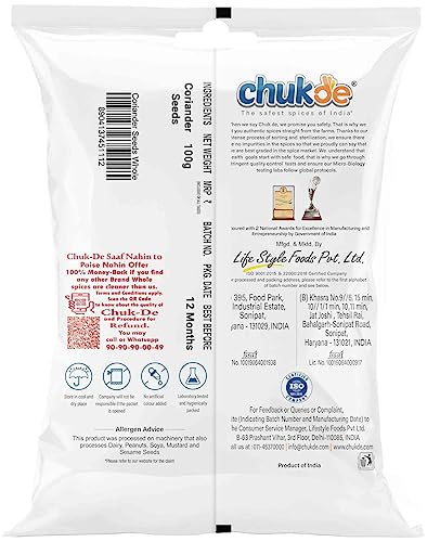 Image of Chukde Dhania Sabut - 600 Gram (100 Gm x 6) |Whole Coriander Seeds for Cooking, also known as Dhania, Malli, Dhaniyalu, Kottambari Beeja