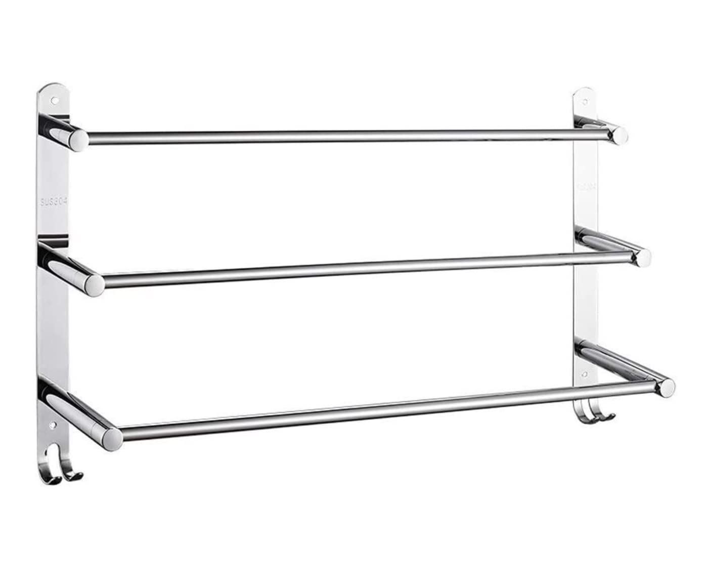 3-Tier Towel Rack Rail Bar Bath Wall-Mounted Shelf Bathroom Balcony Holder Holder(700mm)
