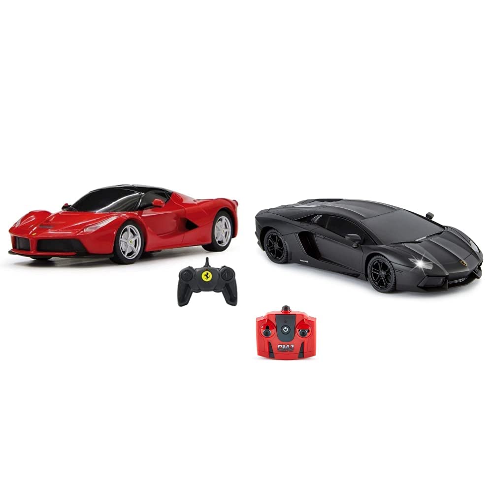 RASTAR La Ferrari Remote Control Car, 1:24 Scale RC for Kids, Red Toy & Lamborghini Aventador Official Licensed With Working Lights
