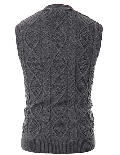 Image of PJ PAUL JONES Mens Cable Knit V Neck Sweater Vest Button Up