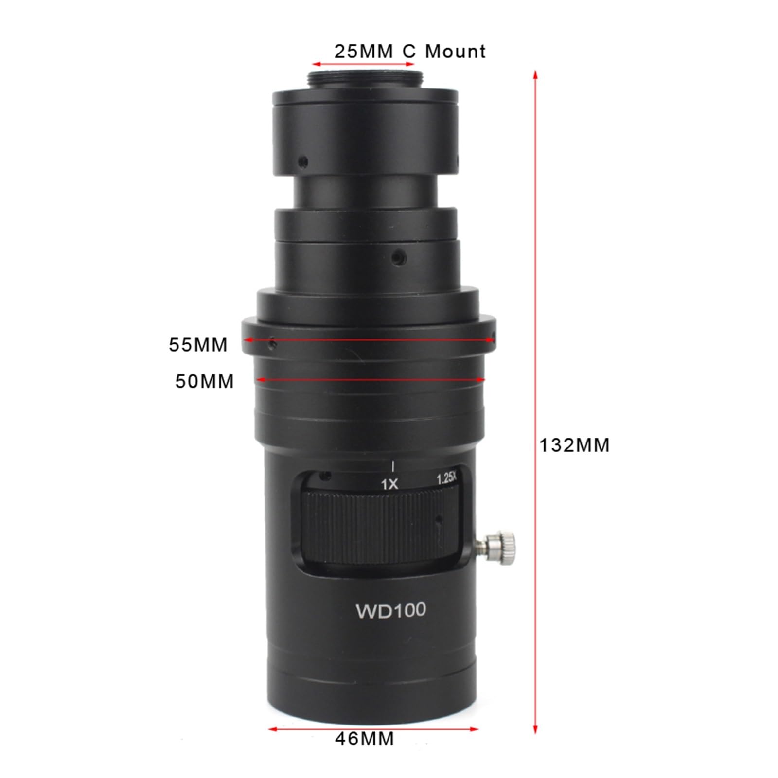 Professionelles Mikroskop-Objektiv, 10X- 200X 0,7X-5X WD100 Einstellbare Vergrößerung C-Mount-Zoomobjektiv Industrielle Videomikroskopkamera Einfach zu benutzen und einzurichten