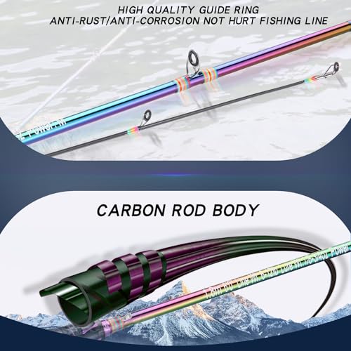 Sougayilang Baitcasting Fishing Combo, 2-section Colorful Poratble Light Weight Fishing Rod with Super Smooth Baitcaster Fishing Reel for Freshwater Saltwater-1.8Q-L - Image 3