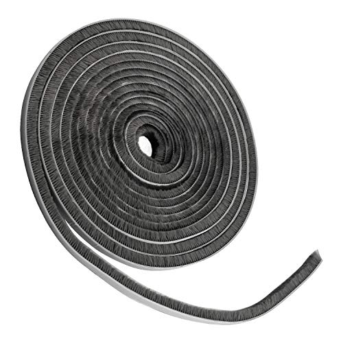 Preisvergleich Produktbild 5 m Bürstendichtung Selbstklebend Türbodendichtung Selbstklebend Bürstenleiste 9 x 9 mm Winddicht Staubdicht Dichtungsbürste für Schiebetüren Fenster Kleiderschränke Grau
