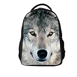SKYMOON Unisex 3D Print Wolf Animal School Bag Student Backpacks