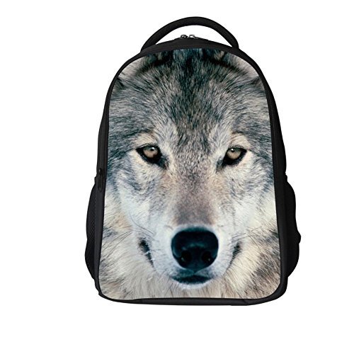 SKYMOON Unisex 3D Print Wolf Animal School Bag Student Backpacks