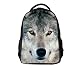 Skymoon Unisex 3D Print Wolf Animal School Bag Student Backpacks