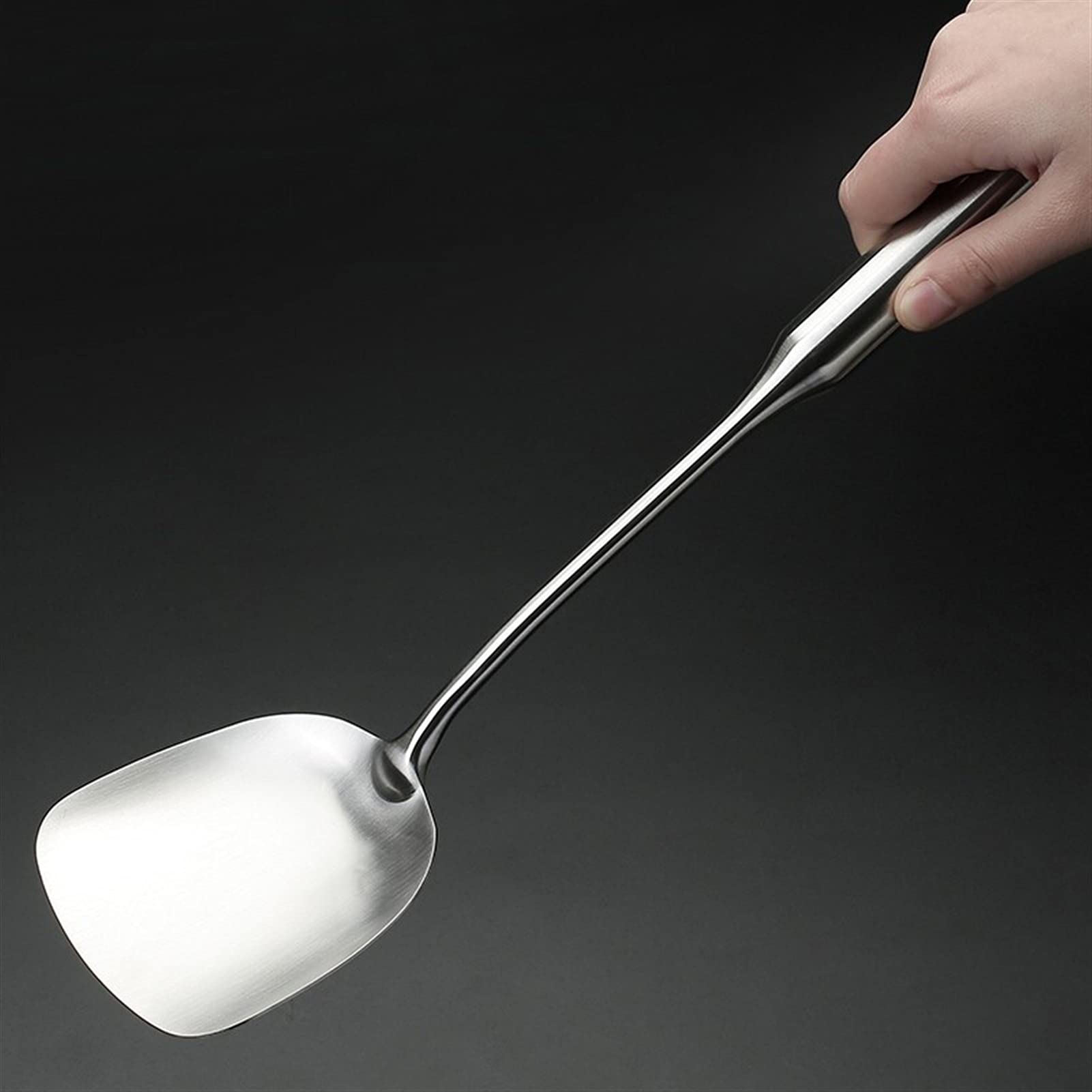 Pfannenwender, 3-teiliges Küchenutensilien-Set mit Pfannenwender aus Edelstahl, Bratenspatel, Suppenlöffel, Kochgeschirr, ideal für Eier, Pfannkuchen