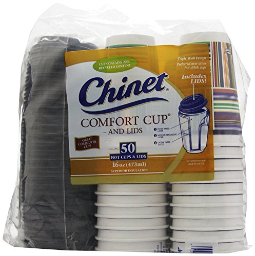 Chinet Comfort Cup (16-Ounce Cups), 50-Count Cups & Lids (Pack of 2)
