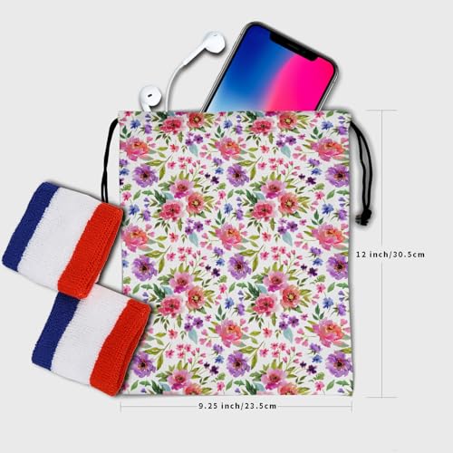 Image of Nerxy Spring Grip Bag - Summer Gymnastics Grip Bag Colorful Floral Gymnasts Gym Bag Drawstring Gift Bag Gym Storage Pouch for Sports Party Favors