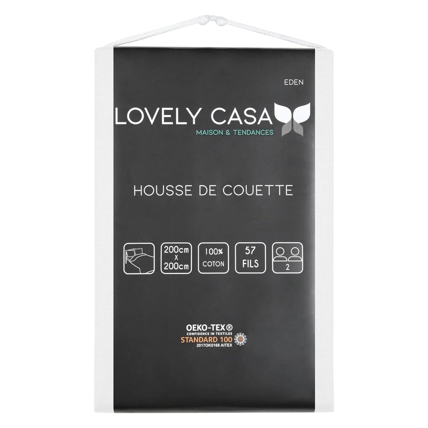Lovely Casa, Duvet cover, Size 200 x 200 cm, 100% Oeko-Tex certified cotton, White, Eden model, Bedding for home - Image 2