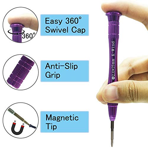 Triwing Screwdriver Y0 2.0mm Compatible with Switch/Samsung Galaxy Tab/Apple MacBook Pro, Small Tri-wing Y Shape, Tri point Screwdriver 2mm, S2 High Alloy Steel Head, Magnetic Y Tip, 360° Rotary Cap