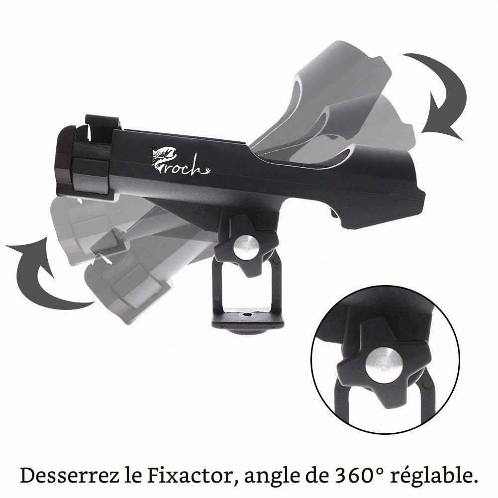 Croch - Lot de 2 supports de canne à pêche à 360 degrés réglables pour bateau ou kayak