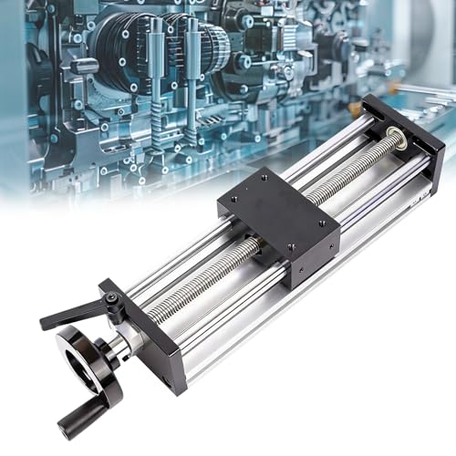 LinearfüHrung mit Handrad 200mm Verfahrweg Manuelle Linearschiene mit Verriegelung Lineartisch Kugelumlaufspindel für CNC-Ausrüstung Transformation