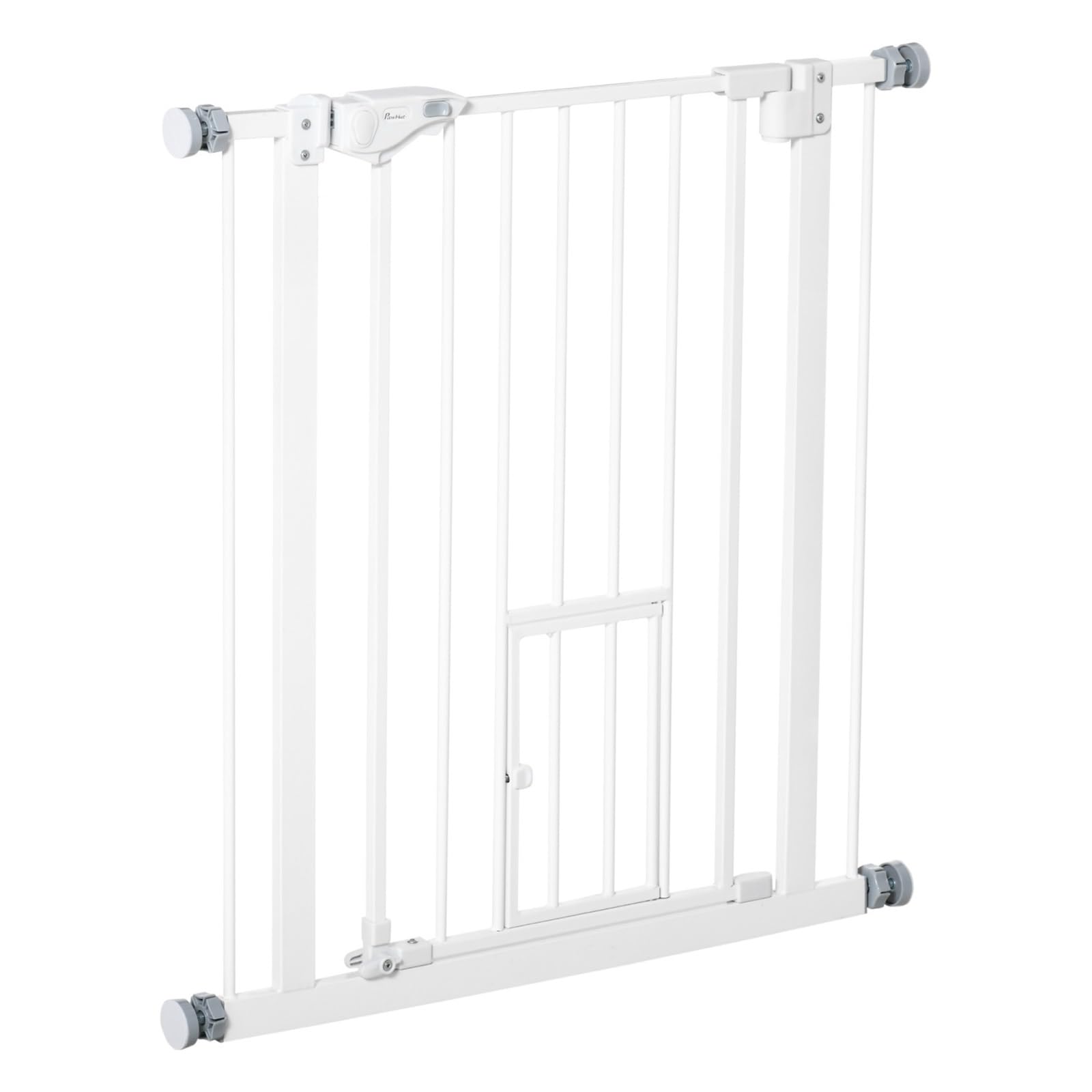 Dog Safety Fence With 1 Door 74-101X104.1cm White Easy Installtion