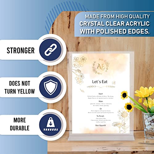 Image of Shuban Acrylic Sign Holder Table Sign Holder Double Sided T Shape Clear Plastic Desktop Display Holder Vertical Menu Stand Sign Holders for School, Office, Hotel, Party (8.5 X 12 Inch (A /4) -2Pcs)