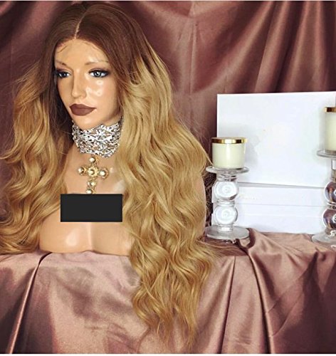 Honey Blonde Human Hair Wigs 150% Denisty Ombre Lace Front Wig Brizilian Human Hair Wigs with Natural Hairline (18 inch, Full Lace Wig)