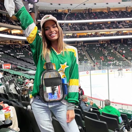 Clear Bag for Stadium Events, Clear Crossbody Bag Purses for Women Crossbody Concert Sports with Side Mesh Pocket2