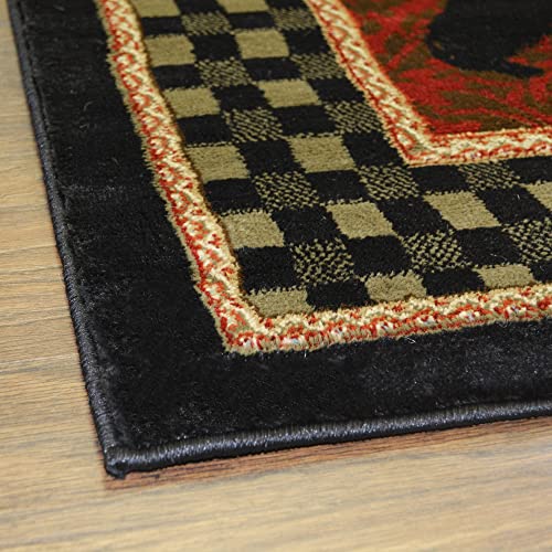 Rustic Lodge Black Bear 8' Round Area Rug, 7'10X7'10 #TOP2