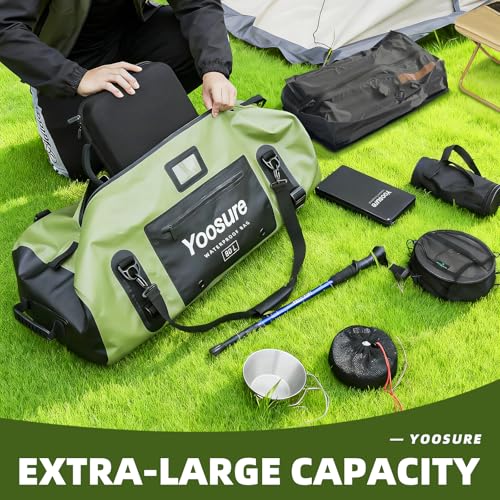 Image of 80L Waterproof Duffel Bag Motorcycle Dry Bag Backpack, Waterproof Zippered Bags with Backpack Spacer Pad for Kayaking Rafting Boating Canoeing Camping Paddle Beach (Grey)