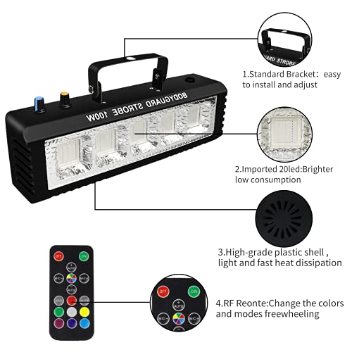 Strobe Stage Lights Sound Activated, Led Strobe Light 100W, Halloween Light Effect With Remote Control, Professional Dj Light - Party Lights For Banquet Host #TOP3