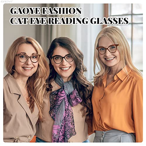 Gaoye 4 Pack Cat Eye Reading Glasses For Women Men - Stylish Magnifying Blue Light Readers Anti Glare/Uv Ray(2.00X) #TOP5