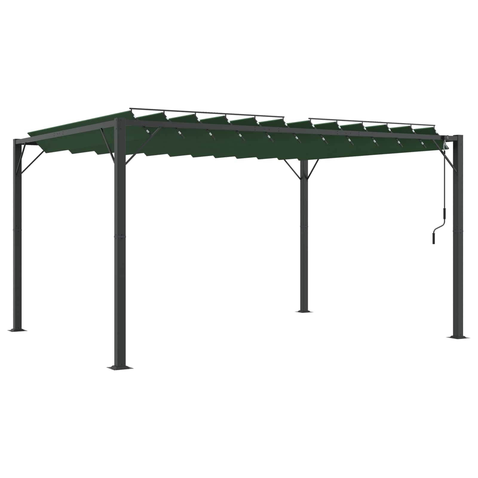 Altana Aluminiowa 3 x 4 x 2,14 m Zielona | Ruchomy Dach z Lamelami, Tkanina Poliestrowa z Powłoką PA, Na Taras i Ogród