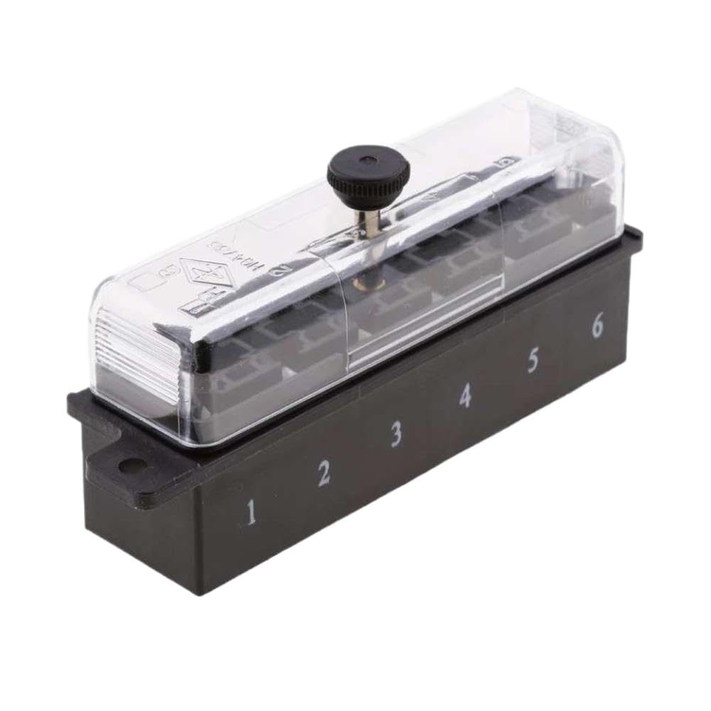 Panel de caja de fusibles de bloque portafusibles mediano de 6 vías Compatible con coche barco automotriz