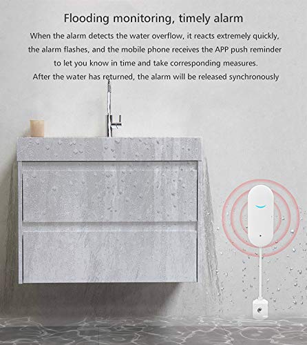 Smart Water Leak Detector, High Sensitive Wireless 2.4Ghz Wifi Water Sensor, Smart App Leak And Drip Alert For Home Kitchen, Bathroom, Laundry, Basement,0.8M Long Cord,Low Battery Alarm,App Alarm #TOP4
