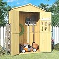 Outdoor Storage Shed, 4.6x2.3 FT Wood Sheds Garden Outdoor Storage Cabinet Waterproof, Storage Sheds Outdoor with Floor, Solid Wood Tool Shed for Poolside, Patio, Backyard, Lawn, Yellow