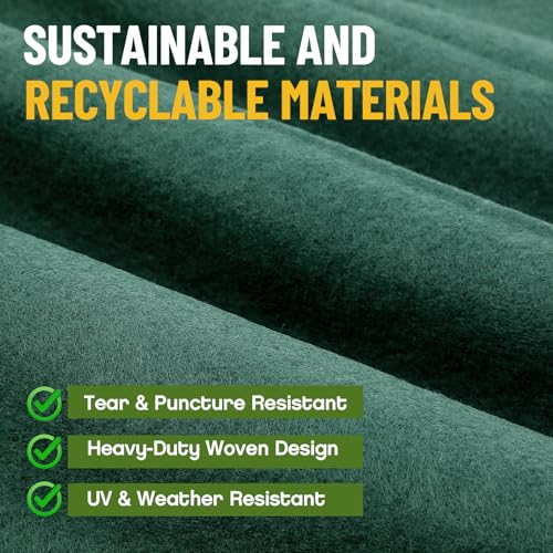 Image of Fanfanwin 10 x 15 ft Pond Liner Underlayment with 10 U-pins, 6oz, Green