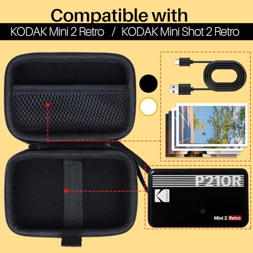 Funda rígida compatible con Kodak Mini 2 Retro P210R, negra miniatura 3