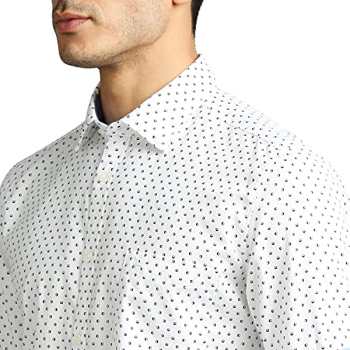Image of Parx Men's Full Sleeve Slim Fit White Casual Shirt