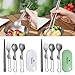 Outdoor Travel Camping Cutlery Set Folding Metal Tableware Fork Spoon Chopstick Utensils with Box for Picnics Hiking