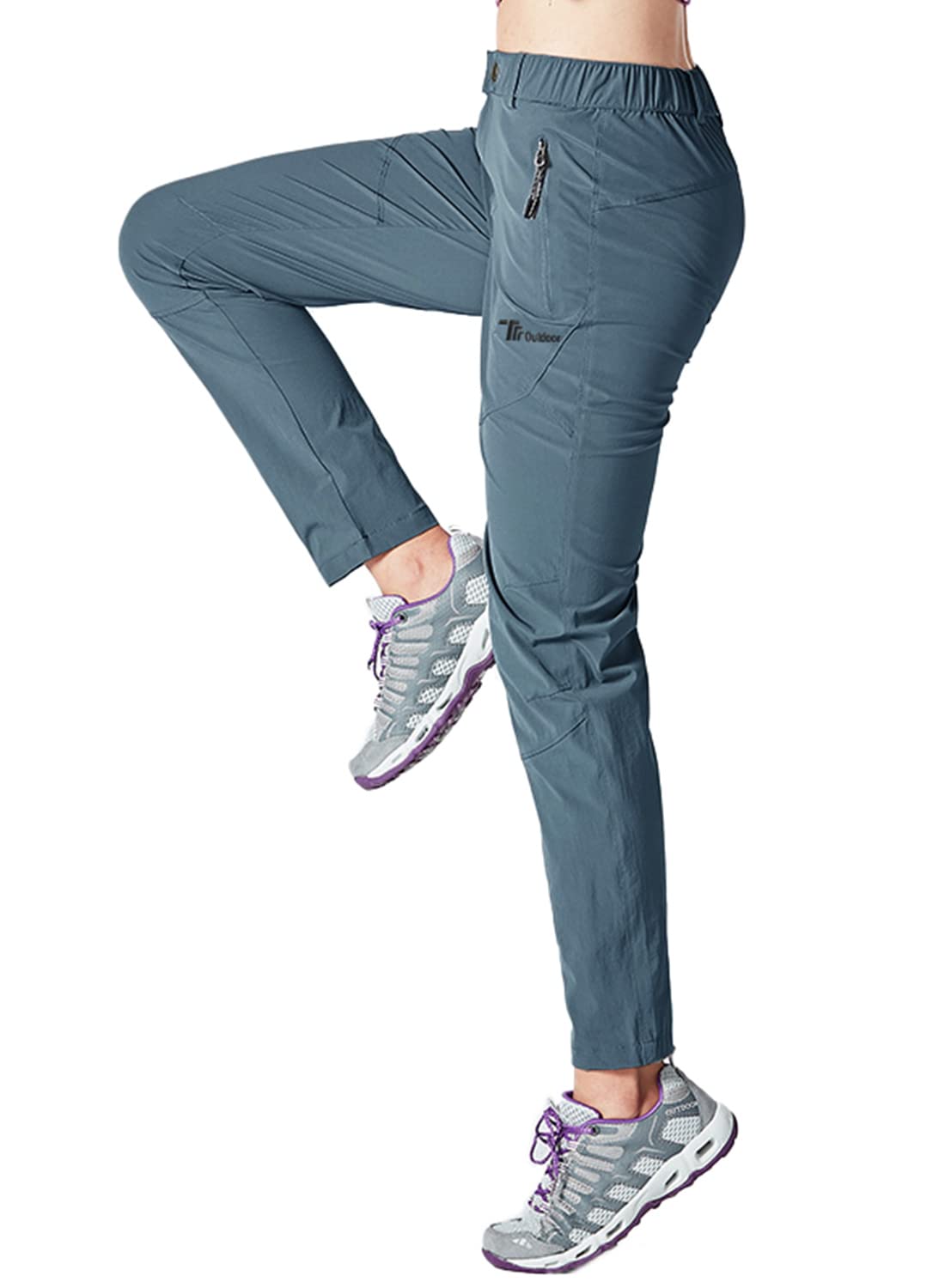YSENTO Damen Wanderhose Outdoorhose Wasserdicht Schnelltrockend Stretch Trekkinghose Funktionshose mit Reißverschlusstaschen