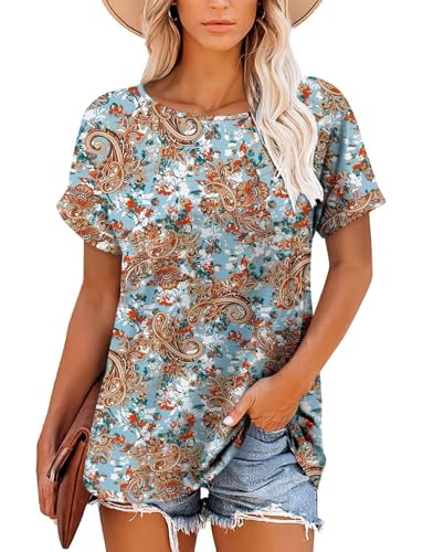 KISSMODA Summer Short Sleeve T Shirt Loose Fit Casual Dressy Women Top 2025 Trendy Ladies Fashion Blouses(S-3XL)