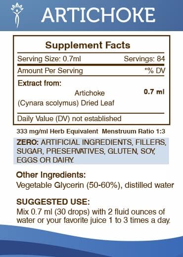 Miniatura 4 de Secrets of the Tribe Tintura de alcachofa, extracto líquido sin alcohol, alcachofa (Cynara scolymus) hoja seca (2 onzas líquidas)