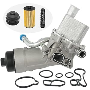 Engine Oil Cooler Filter Housing Assembly Adapter with Gasket, Filter Insert, Cap Compatible with 2011-2021 Chevy Cruze Sonic Trax Buick Encore 1.4L Turbo Replace 55566784 918-428 55565388 88179-91400