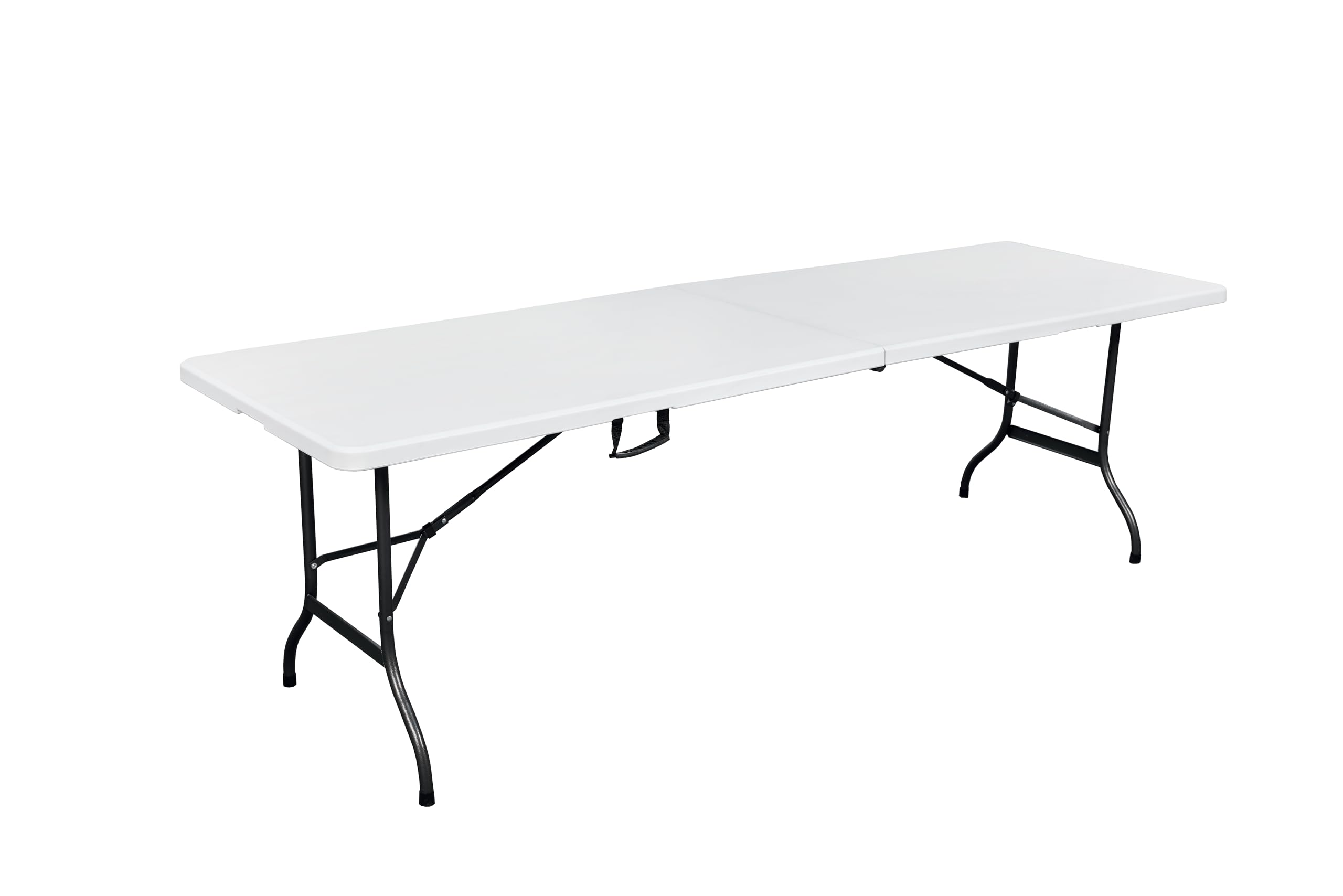 METRO Professional Mesa de Banquete Plegable, 243 x 75 x 73 cm, Tablero HDPE Blanco, Estructura de Acero, Capacidad 200 kg