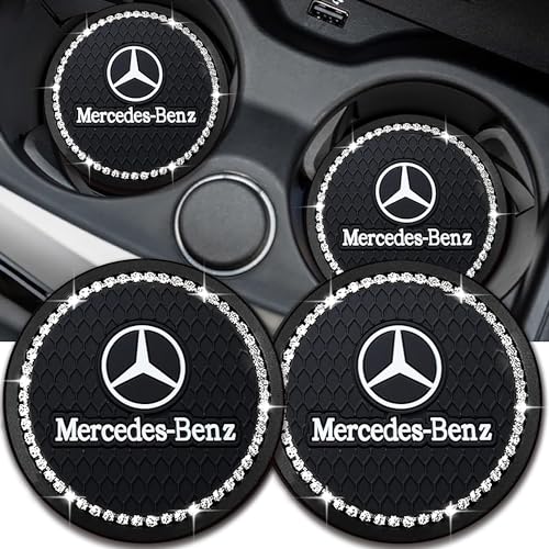Image of Car Cup Holder Coaster for Mercedes Benz Series Universal Non-Slip Cup Holder Insert Coaster Car Interior Accessories,Black 2PCS