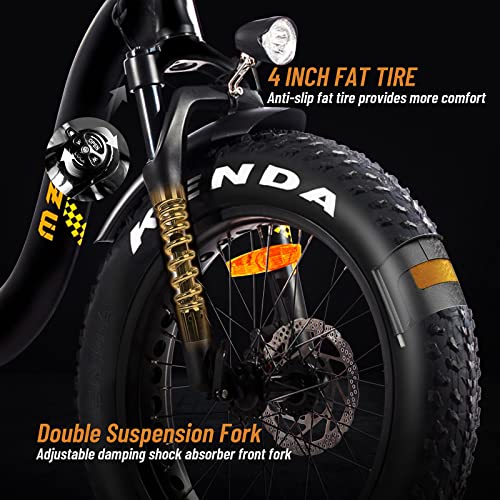 Gogoal Folding Electric Bike For Adults Ebike 750W 48V Fat Tire Pedal Assist Long Range Foldable Electric Bike 7-Speed Shifter 5 Mode Lcd Control Ul Certified #TOP2