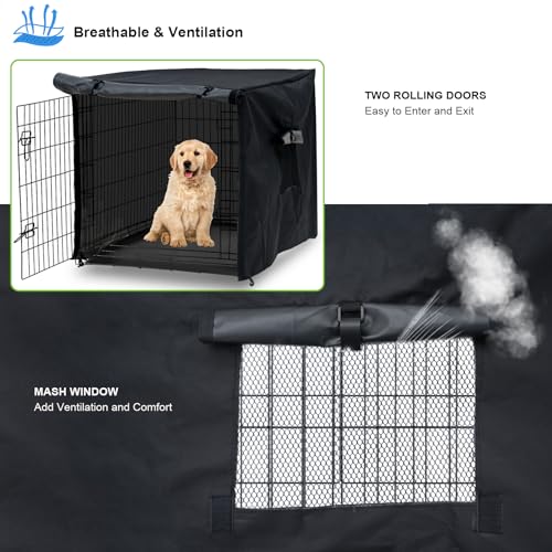 Softclub Dog Crate Cover 36in Waterproof Pet Kennel Cover for Outdoor/Indoor Protection, Durable Windproof Crate Cover Universal Fit for Wire Dog Crate (36''L*23''W*25''H-Black) by Softclub - Image 3