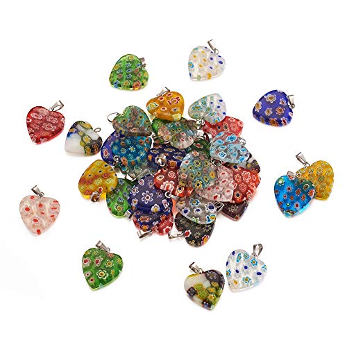 PandaHall - 100 ciondoli a forma di cuore in vetro...