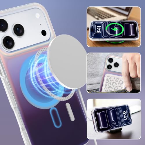 Image of Magnetic Case for iPhone 17 Pro Max [Compatible with Magsafe] | [Anti-Yellowing] [1 Screen Protector] Cute Fashion Iridescent Case for iPhone 17 Pro Max 6.9 inch 2025, Deep Purple