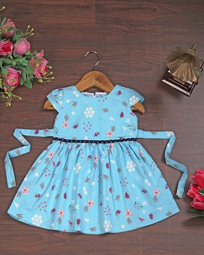 Image of Girls Pure Cotton Soft Frock with Astar, Printed Multicolor for Girl Child