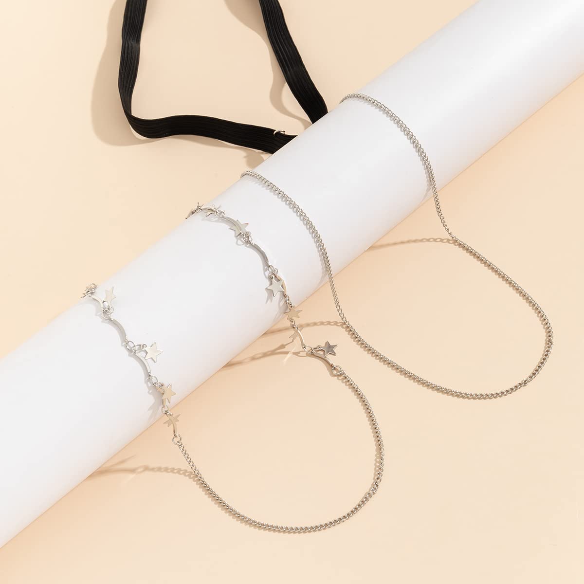 Łańcuchy damskie Łańcuchy na udo Seksowna plaża Perły Łańcuchy na ciało Moda Rozciągliwa gwiazda Rhinestone Frędzel Łańcuchy na uda (złoty) (srebrny)