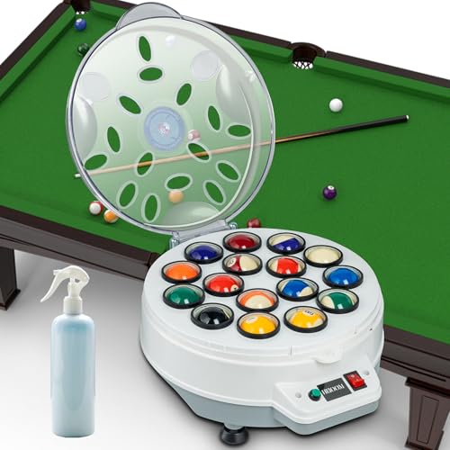HEIOOM Pool Ball Cleaner Pool Ball Polishing Cleaning Machine Billiard Ball Cleaner Electronic Pool Balls Polishing with Washing Liquid for 16 Billiard 110V 180V