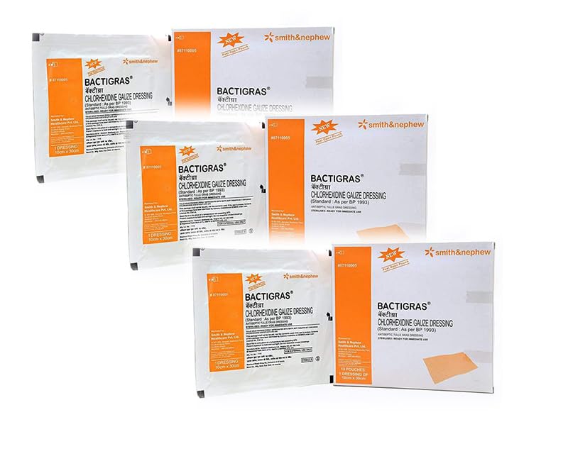 Smith and Nephew Bactigras Dressing, 10 cm x 10 cm- 3 Pkt (30 Pouches)