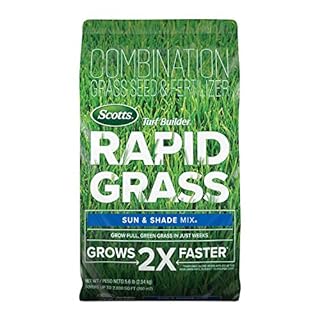 Scotts Turf Builder Rapid Grass Sun & Shade Mix: up to 2,800 sq. ft., Combination Seed & Fertilizer, Grows in Just Weeks, 5.6 lbs.