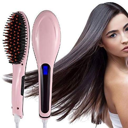 PIPALIYA Hair Electric Comb Brush 3 in 1 Ceramic Fast Hair Straightener for Women's Hair Straightening Brush with LCD Screen, Temperature Control Display,Hair Straightener for Women (Pink)-image-33